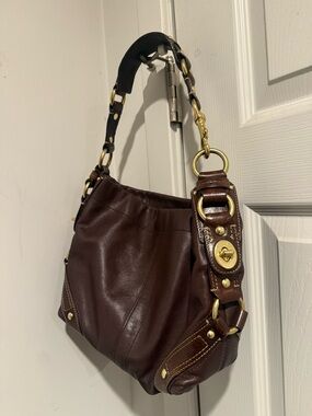 Coach Carly Hobo Bag 10615 Brown Leather Gold Hardware Shoulder Bag